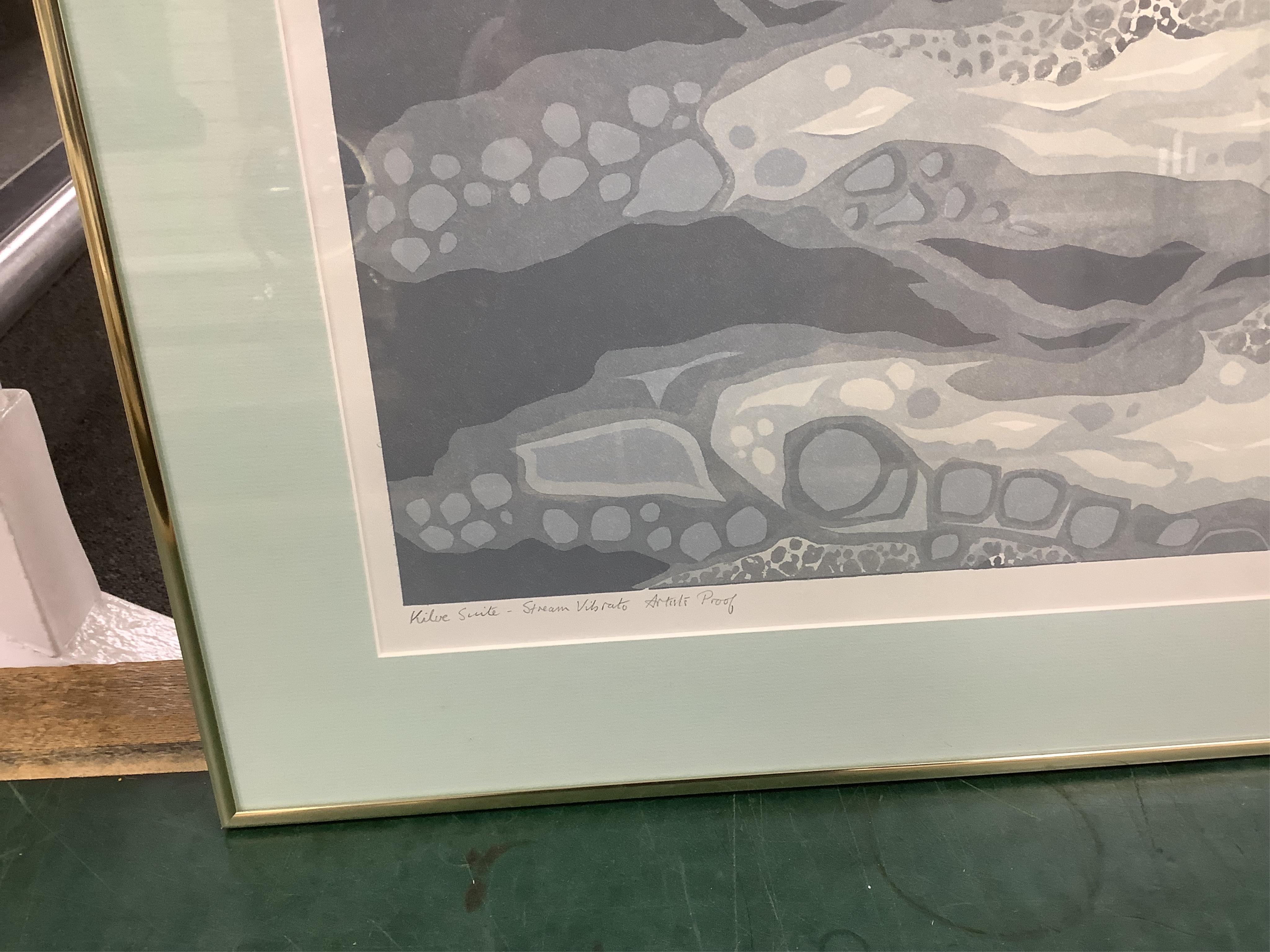 Gerald Clements, three screen prints, each signed in pencil to include an artist's proof example, titled 'Kilve Suite - Stream Vierato' dated 1973, largest 43 x 53cm